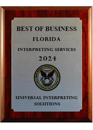 Best of Business Florida – Interpreting Services 2024 Plaque